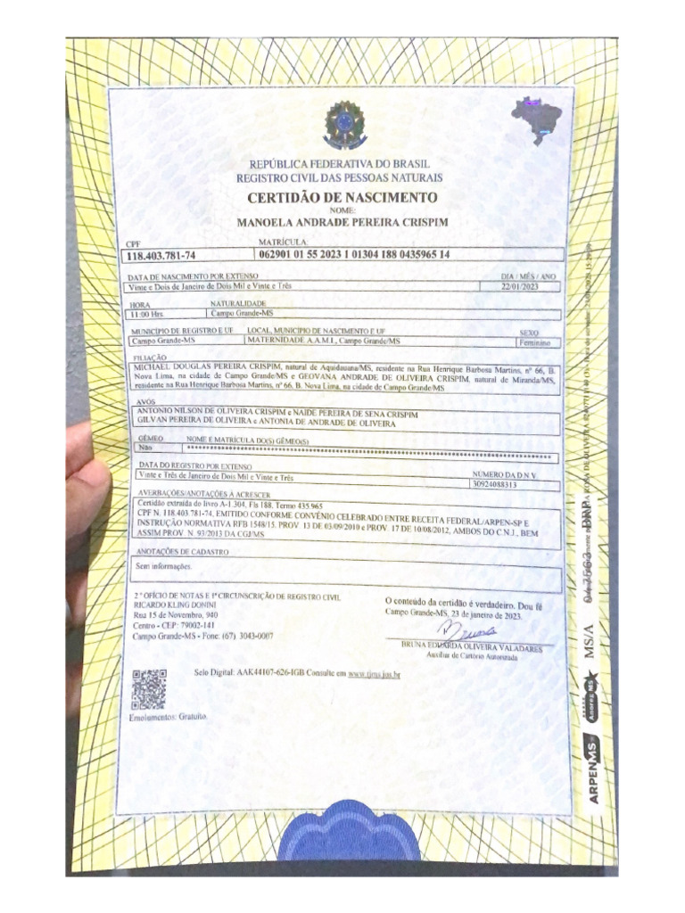 Certidão de Nascimento | PDF
