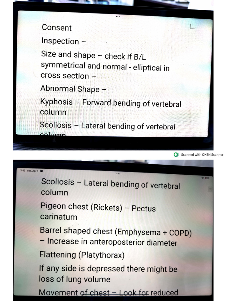 Physical Examination of Respiratory System. | PDF