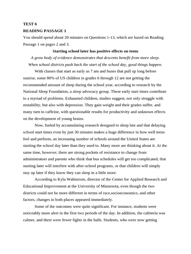 Benefits of Delayed School Start Times | PDF | Sleep | Adolescence