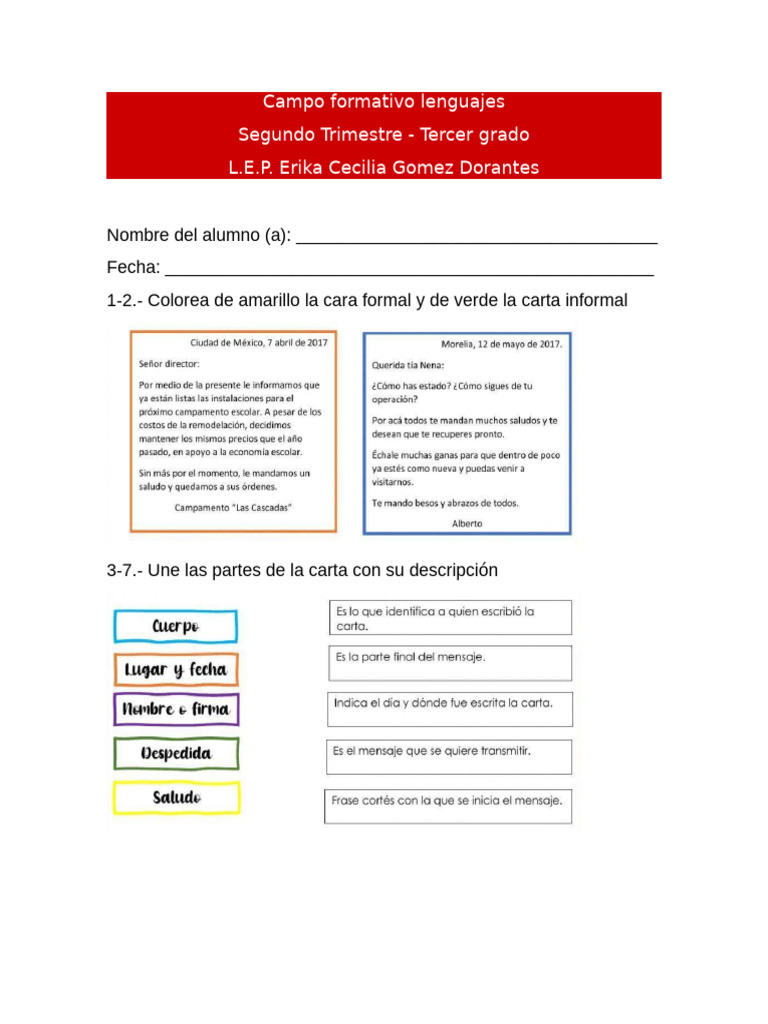 Actividades de Lenguaje para Tercer Grado | PDF