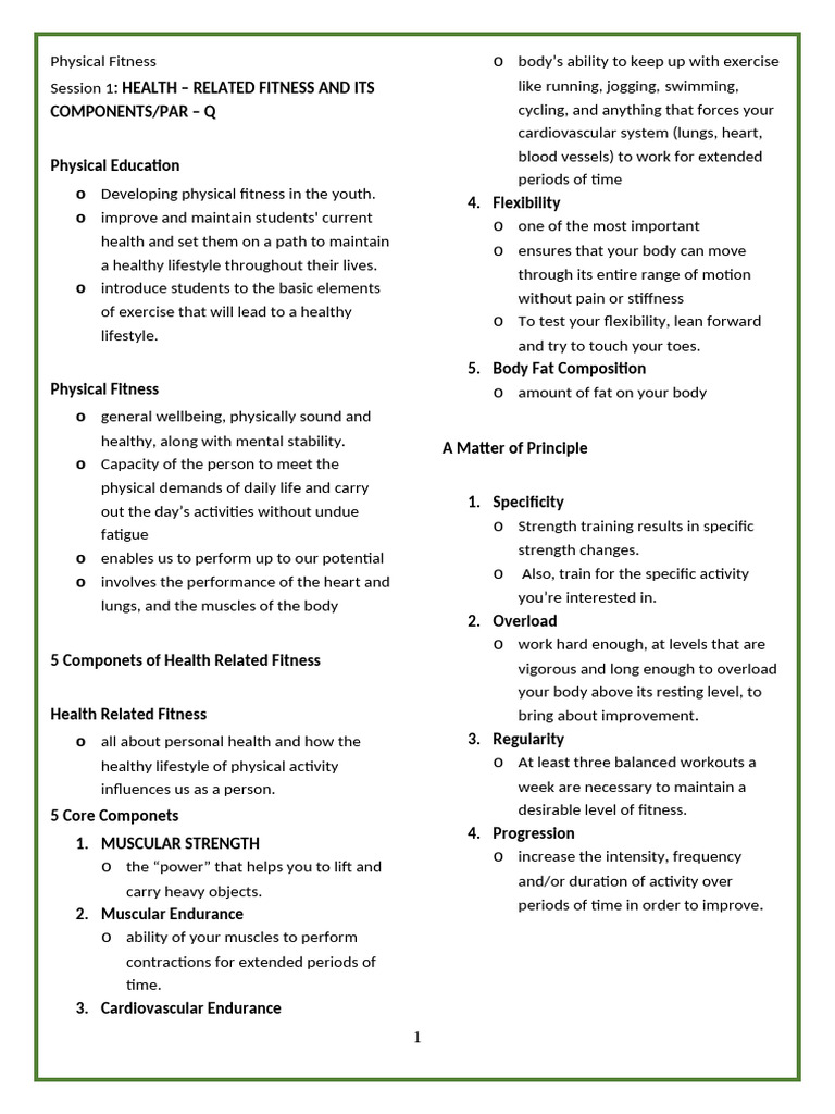 Components of Health-Related Fitness | PDF | Physical Fitness ...