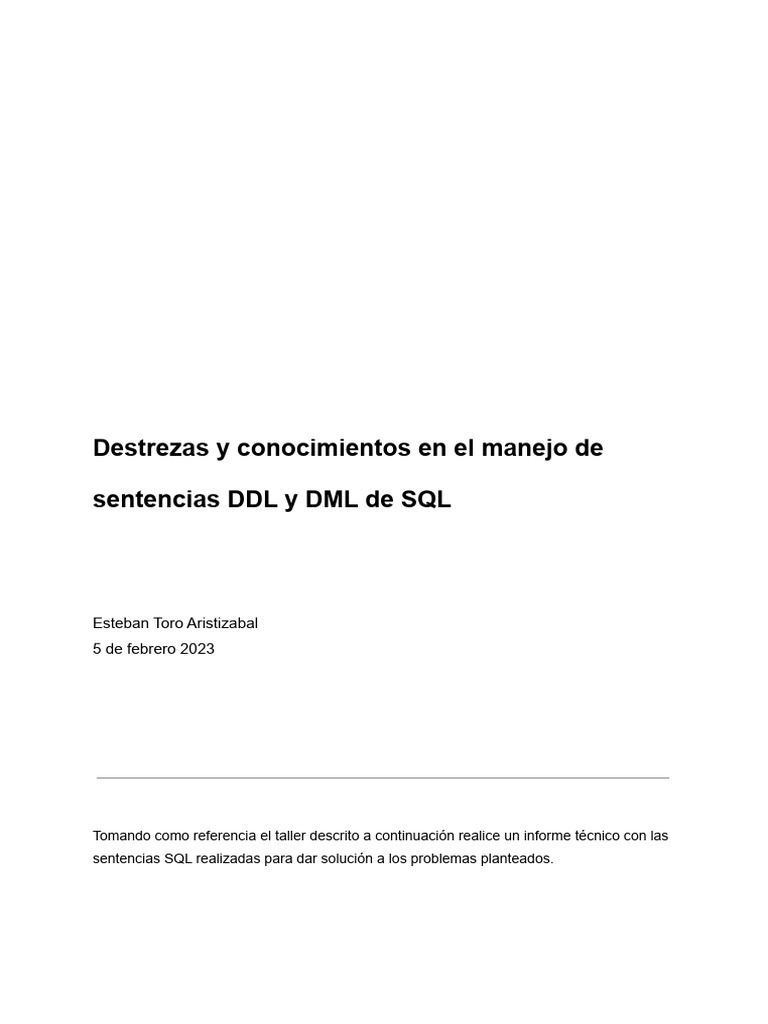 Sentencias DDL y DML en SQL | PDF | SQL | Recuperación de información
