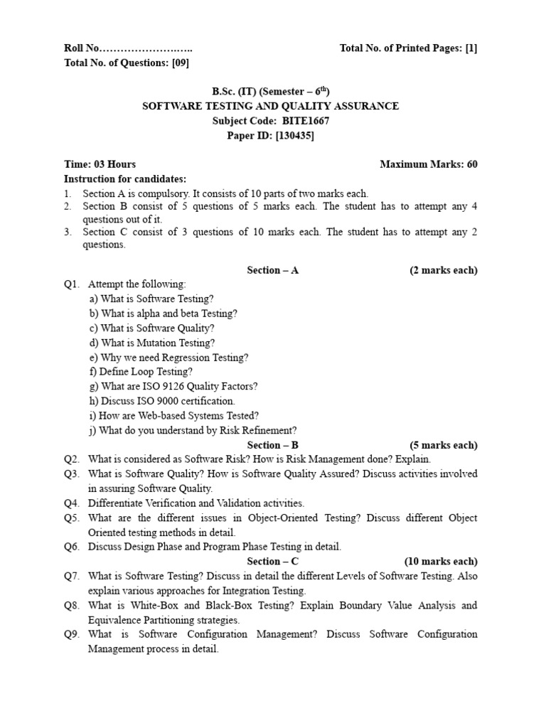 previous paper software quality assurance | PDF | Software Testing ...