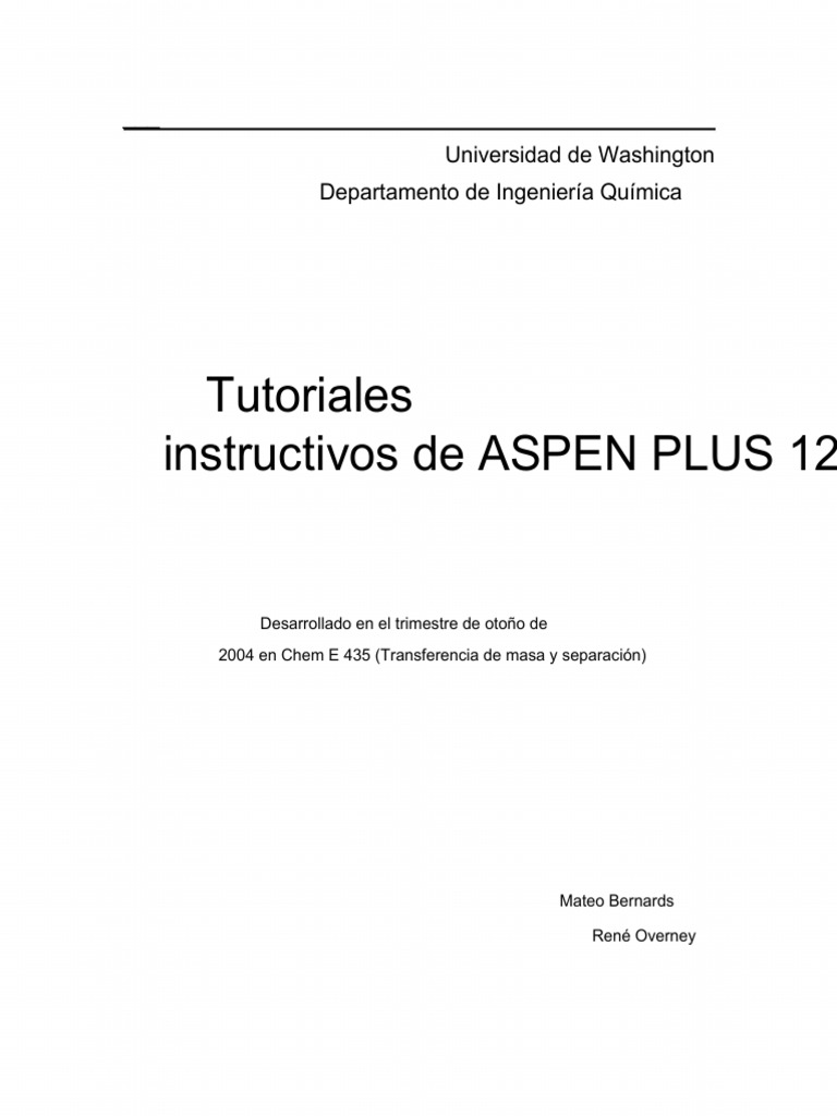 Tutorial de Aspen Plus 12 para ChemE | PDF | Botón (Computación ...