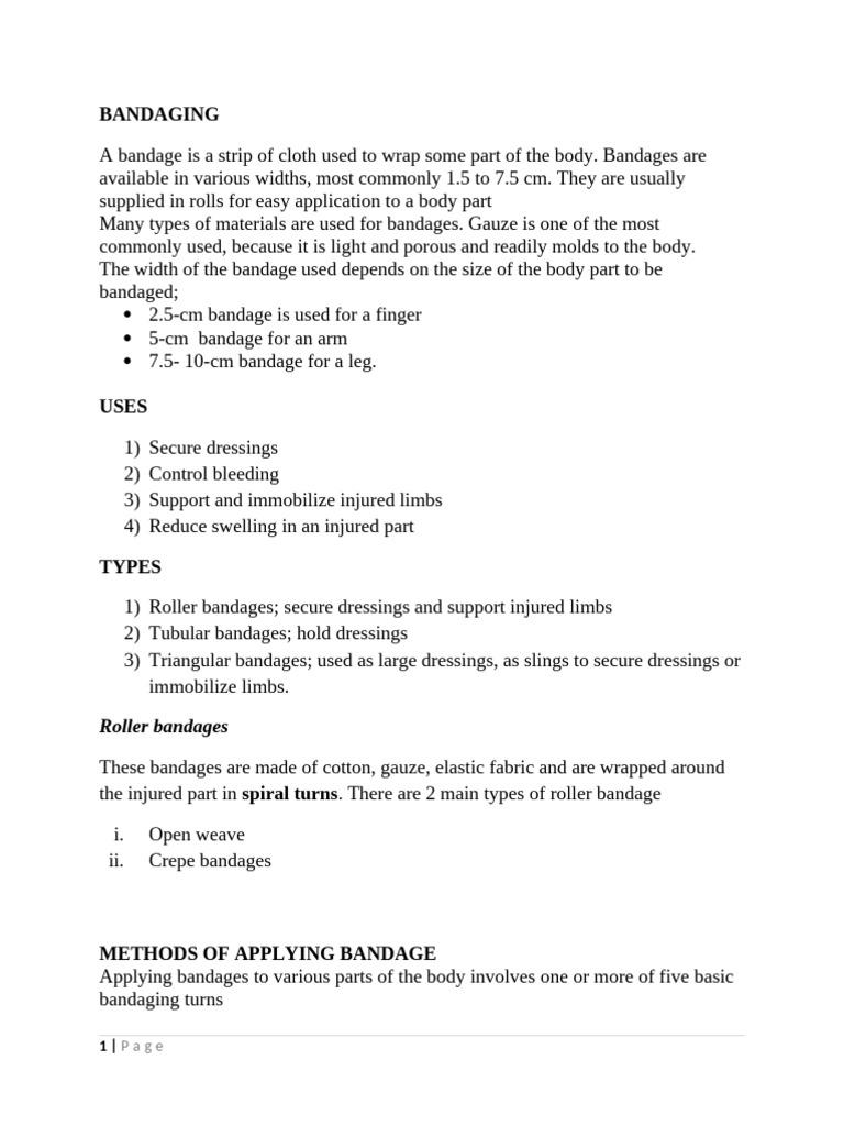 Bandaging Techniques and Applications | PDF | Clothing