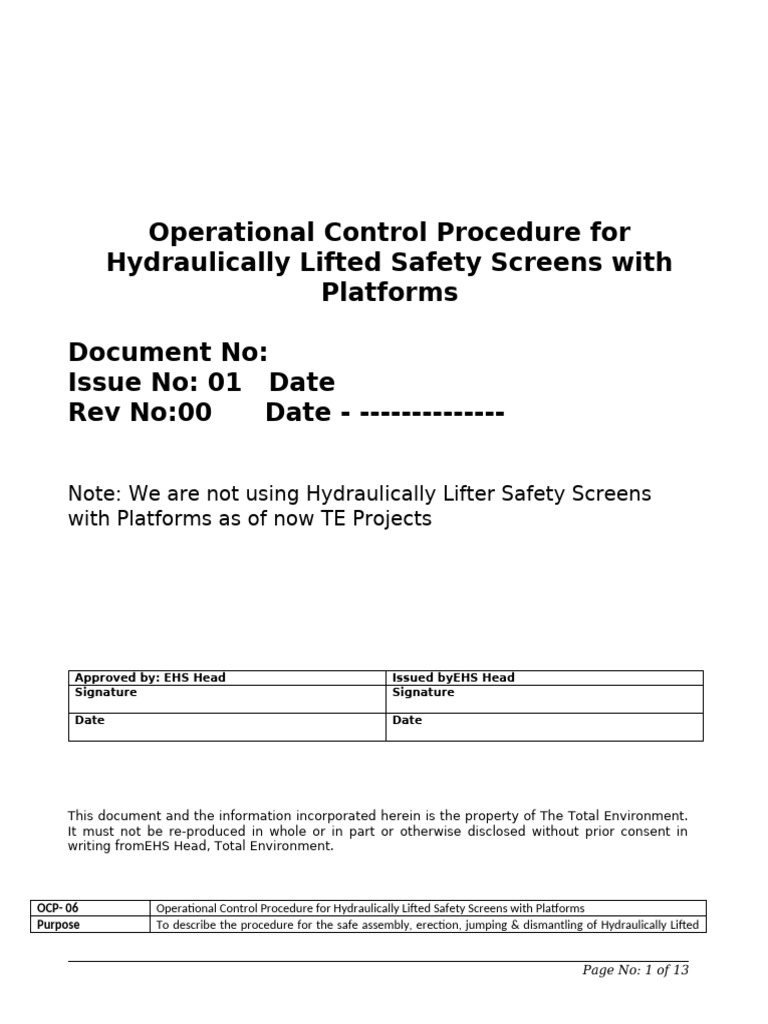 Safe Assembly of Hydraulic Safety Screens | PDF | Crane (Machine ...