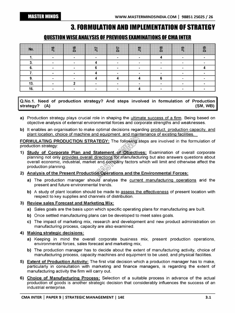 Formulation and Implementation of Strategy - 14e - Image | PDF