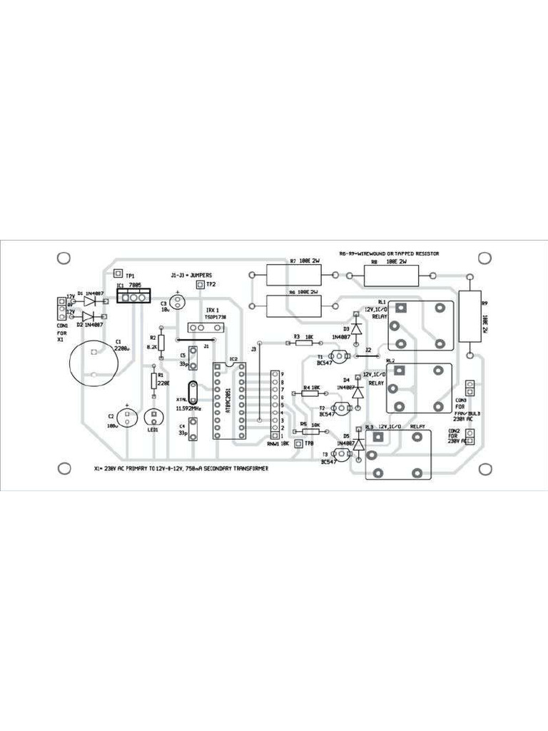 Component Side PCB Design Ir Remote Controlled Fan Regulator Circuit ...