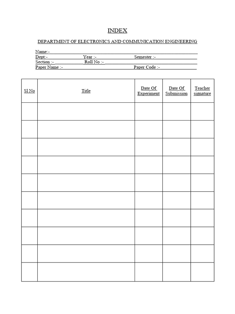 Electronics Lab Experiment Log Template | PDF