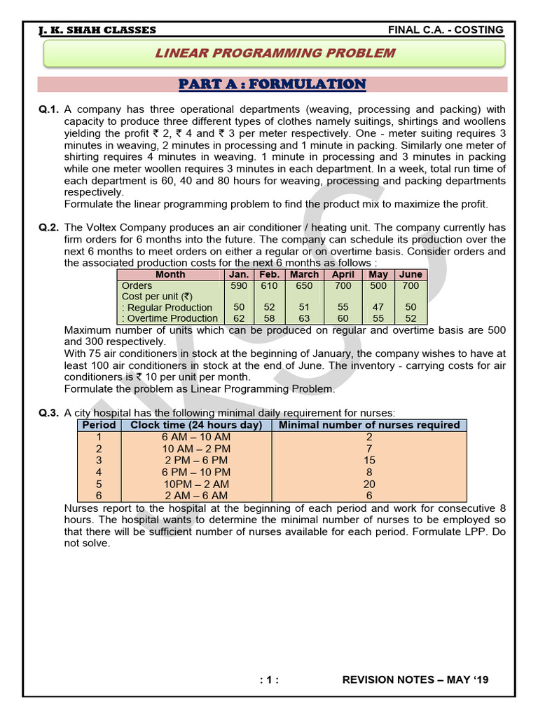 Costing and Linear Programming Notes | PDF | Linear Programming ...