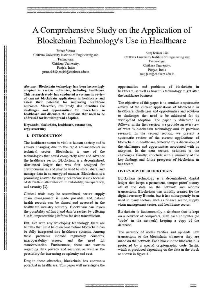 Blockchain Applications in Healthcare Study | PDF