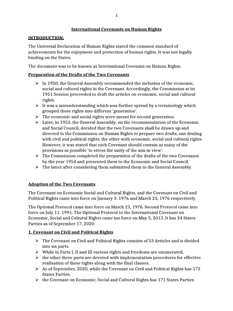 Overview of International Human Rights Covenants | PDF | Rights ...