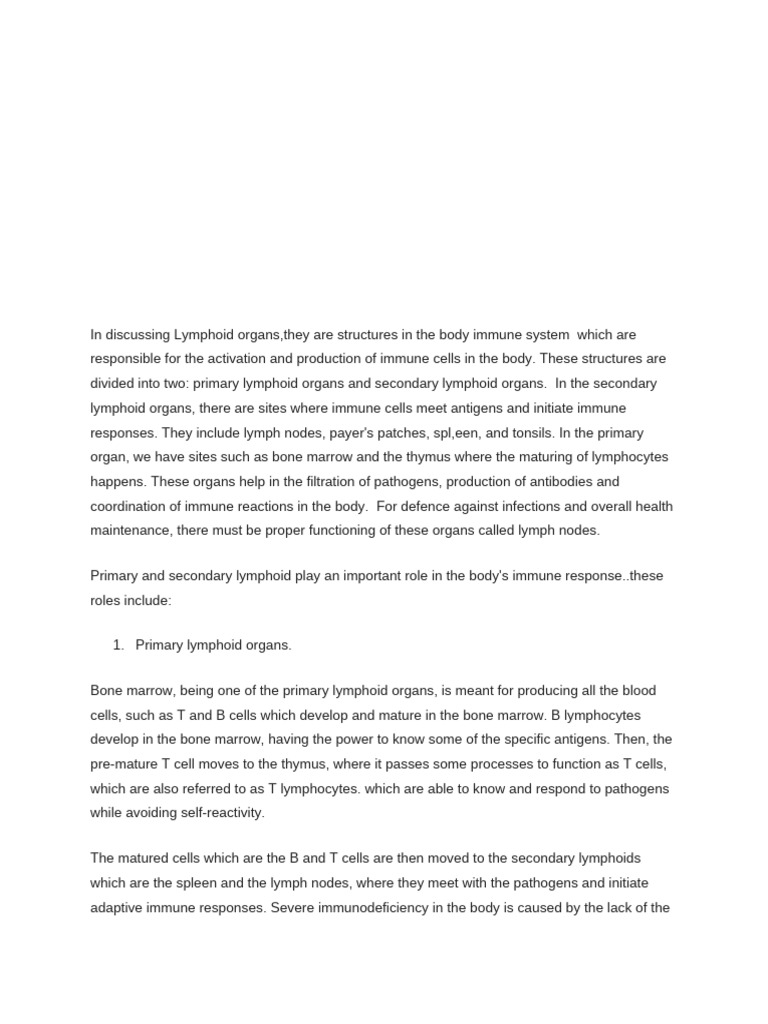 Lymphoid Organs and Immune Function | PDF | Lymphocyte | Lymphatic System