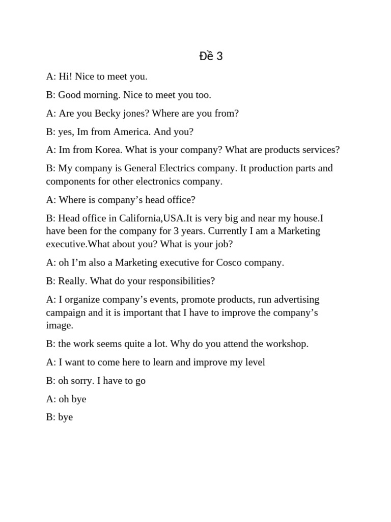 Business Networking Conversation Script | PDF