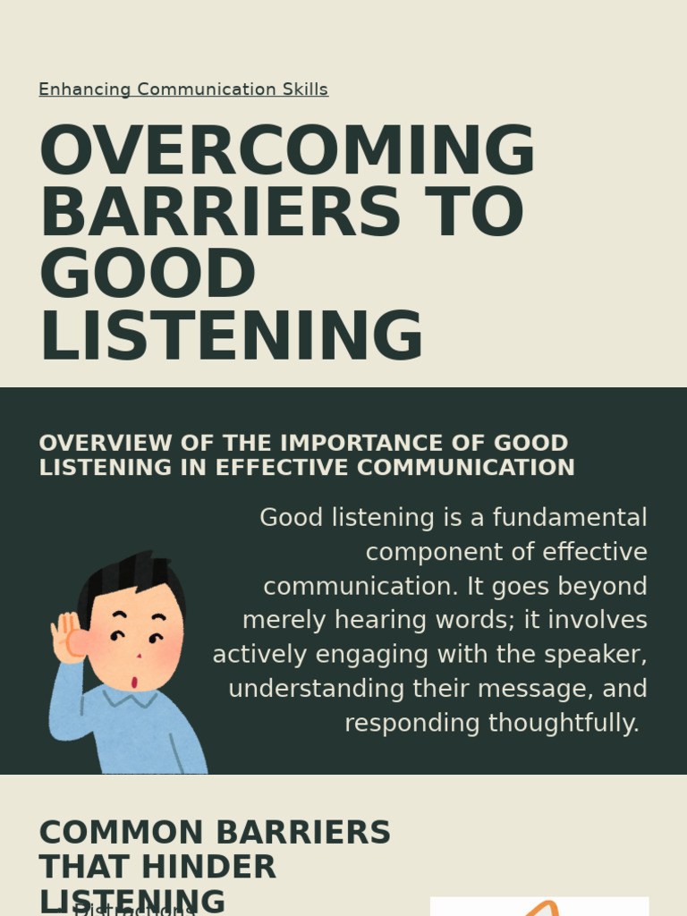 Overcoming Barriers To Good Listening Final | PDF | Nonverbal ...