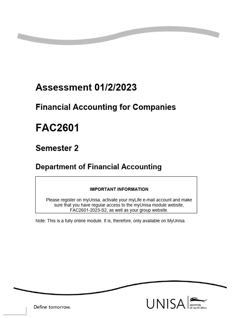 FAC2601 Exam Instructions and Details | PDF | International Financial ...
