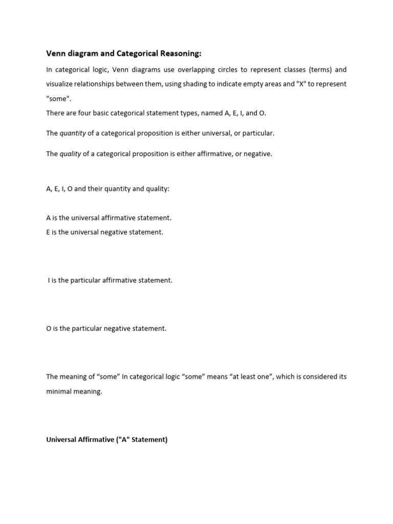 Venn Diagrams and Categorical Reasoning | PDF | Mathematical Logic | Logic