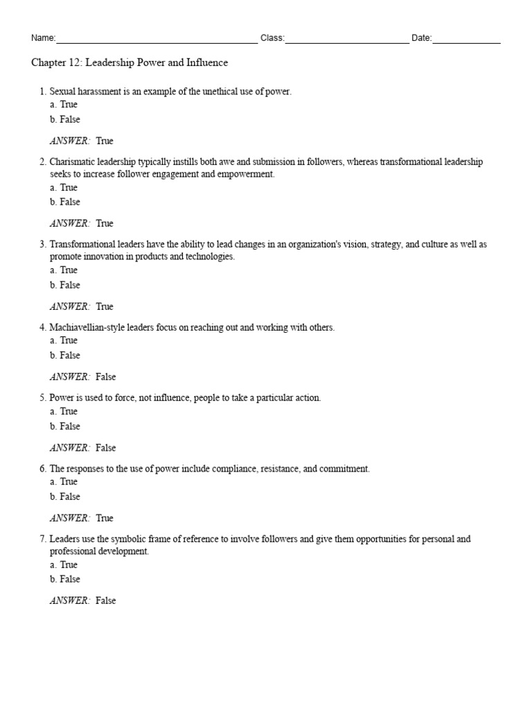 Chapter 12 Leadership Power and Influence | PDF | Power (Social And ...