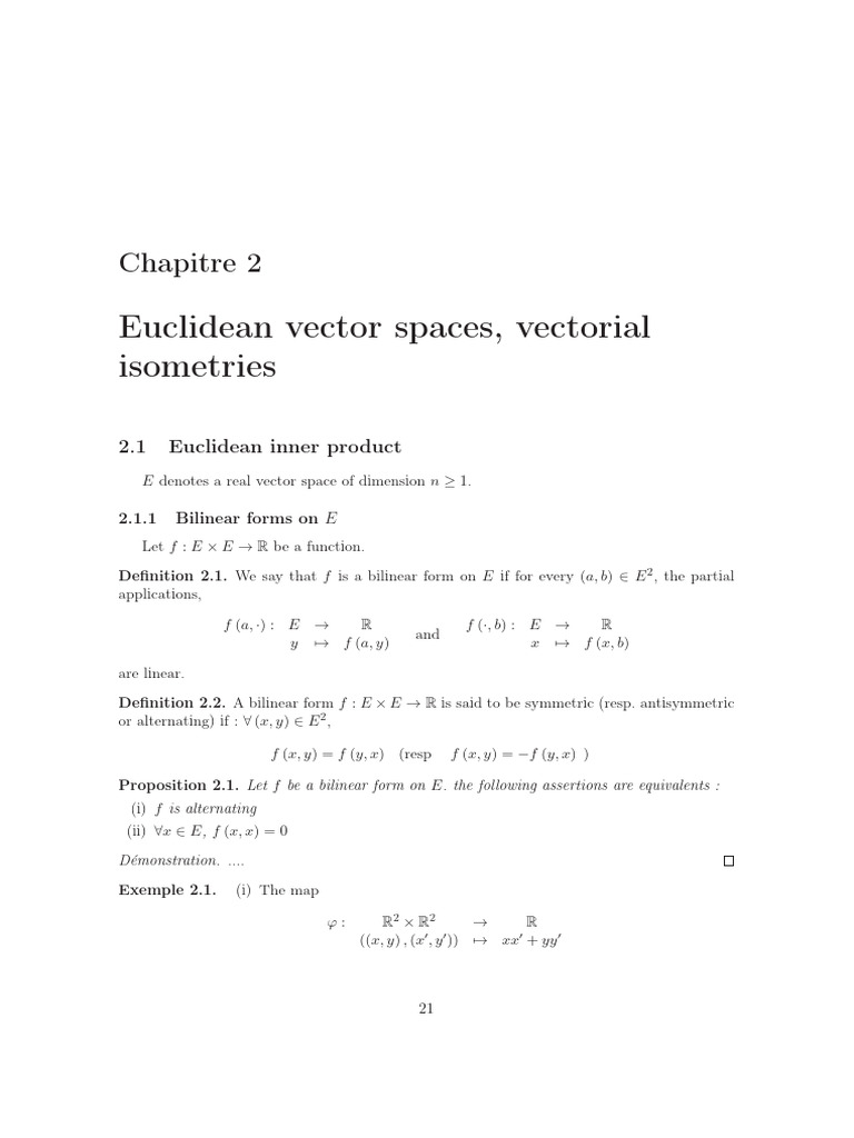Chapter Euclidean Vector Spaces | PDF | Basis (Linear Algebra ...
