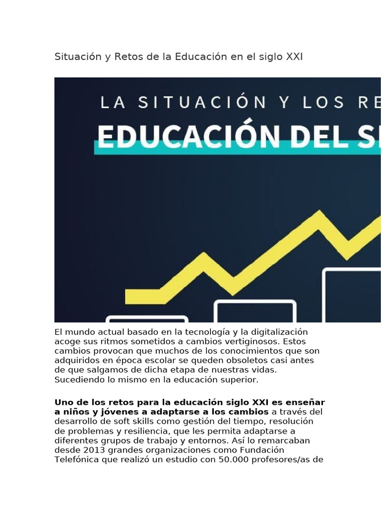 Retos de la Educación en el Siglo XXI | PDF | Aprendizaje | Plan de ...