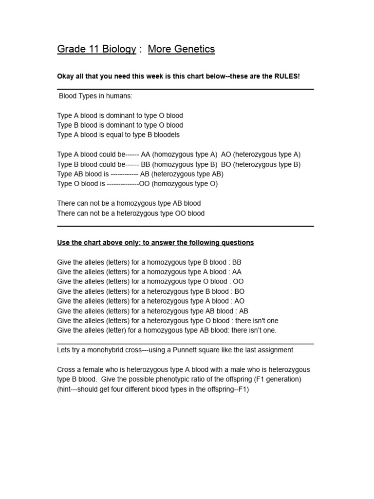 Grade 11 Biology - More Genetics PDF | PDF