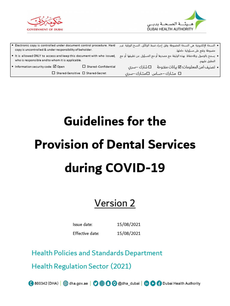 Guidelines For Dental Services During COVID-19 Final | PDF | Health ...