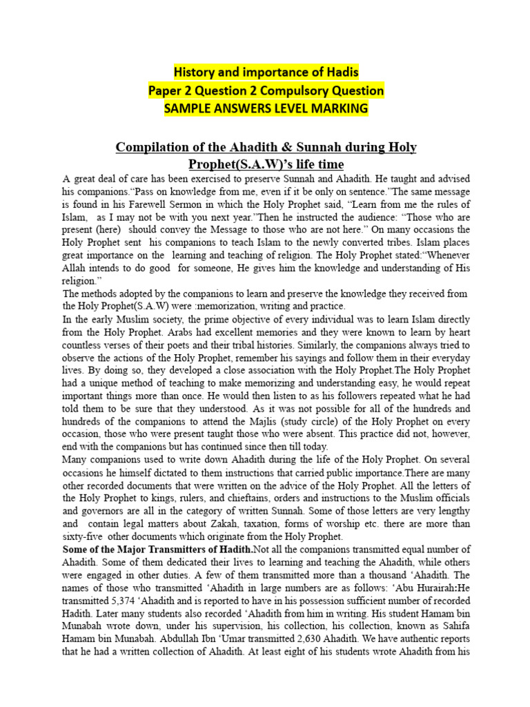 Importance of Hadith in Early Islam | PDF | Hadith | Prophets And ...
