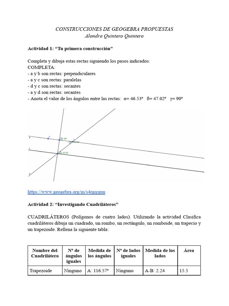 Construcciones Geometrías en GeoGebra | PDF | Rectángulo | Geometria ...