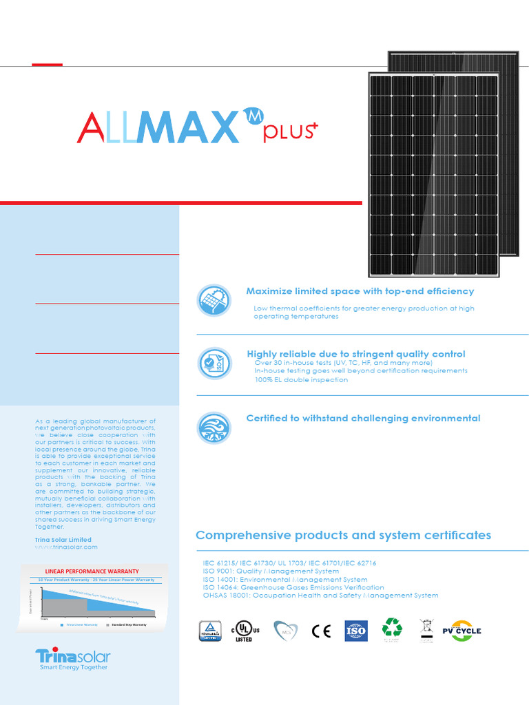 Trina Solar Panel Specifications 270-295W | PDF | Photovoltaics | Solar ...