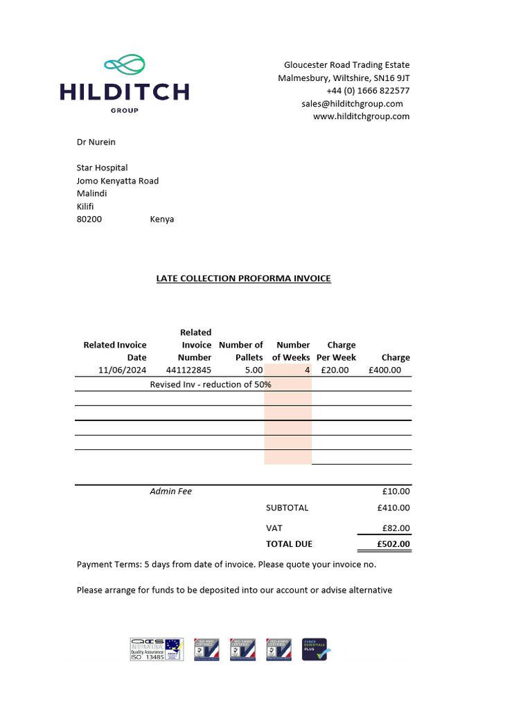 Late Collection Proforma Invoice Details | PDF