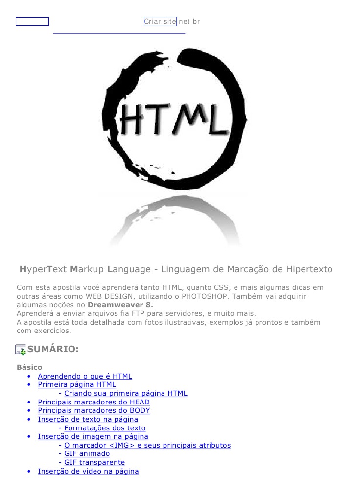 Apostila de HTML e CSS | PDF | Html | Navegador da Web