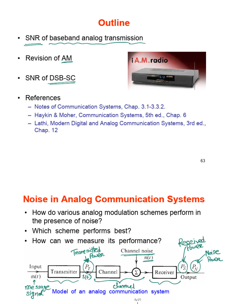 Noise DSB N SSB Eee367 PDF | PDF | Signal To Noise Ratio | Radio Wave