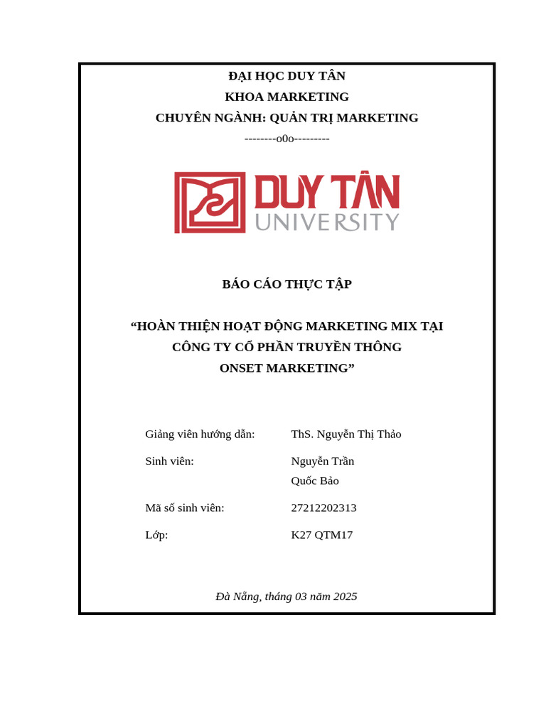 Hoàn Thành Ho T Đ NG Marketing Mix T I Công Ty | PDF