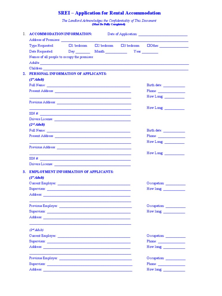 Rental Application Form Template | PDF | Leasehold Estate | Landlord