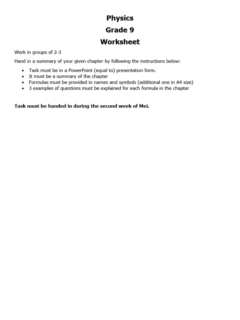Physics PPP Task | PDF