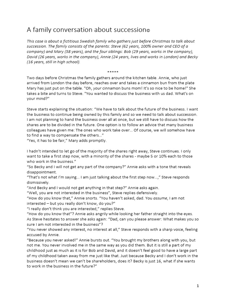 A Family Conversation About Succession - SW1 | PDF