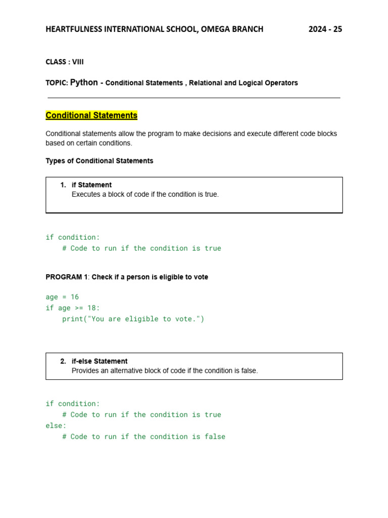 Python Conditional Logic Overview | PDF | Password | Software Engineering