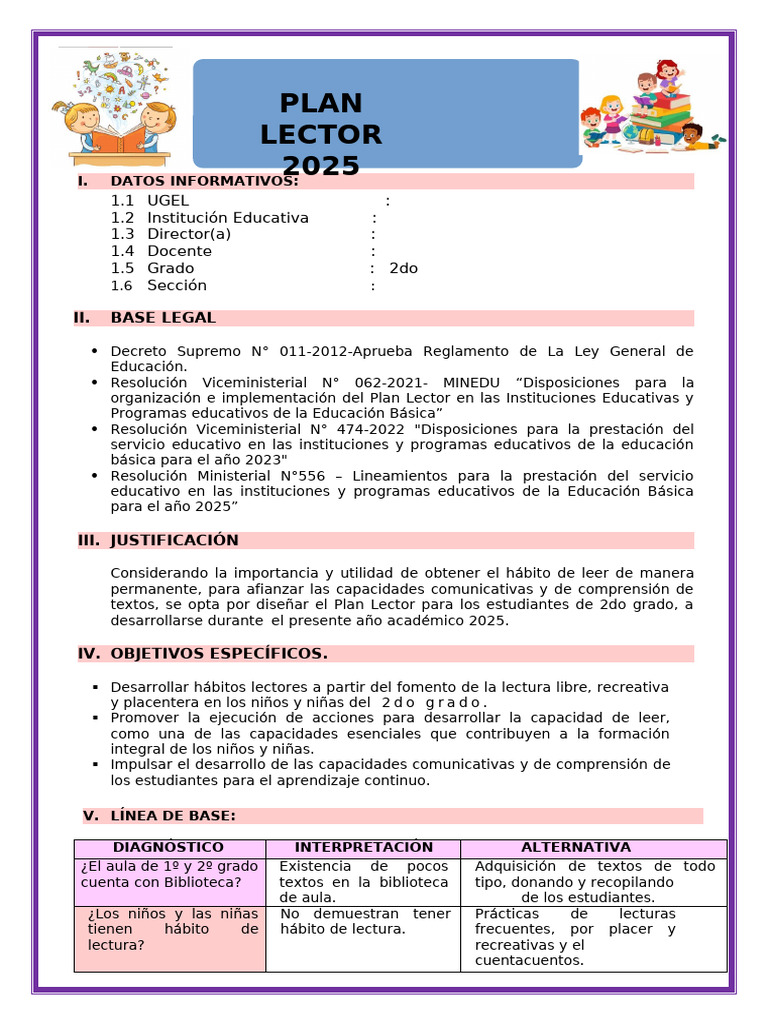 Plan Lector 2025 1 | PDF | Maestros | Educación primaria