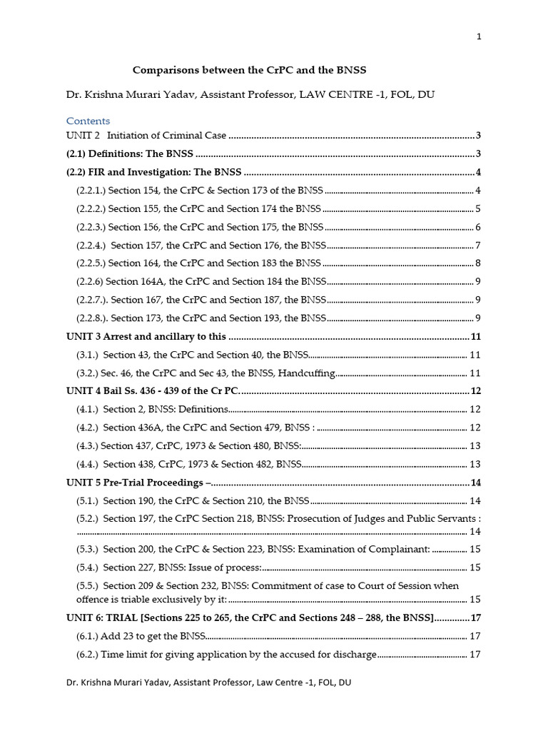 BNSS vs. CrPC: Key Sections Explained | PDF | Bail | Magistrate