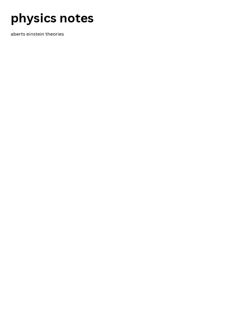 Physics Notes | PDF