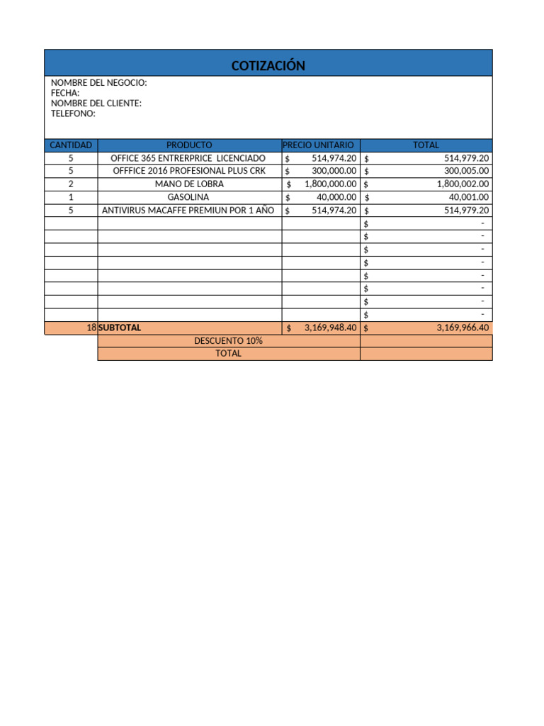Formato de Cotizacion | PDF