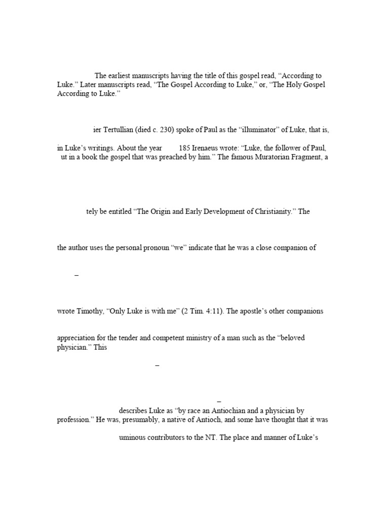 Commentary on the Gospel of Luke | PDF | Ministry Of Jesus | Gospel Of Luke