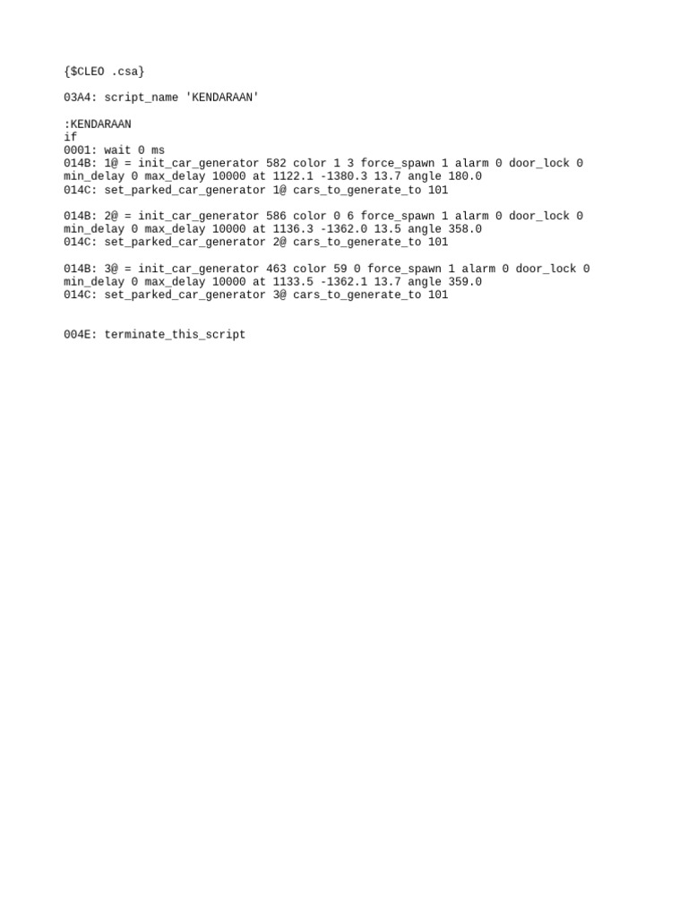 Car Generator Script for Game Modding | PDF