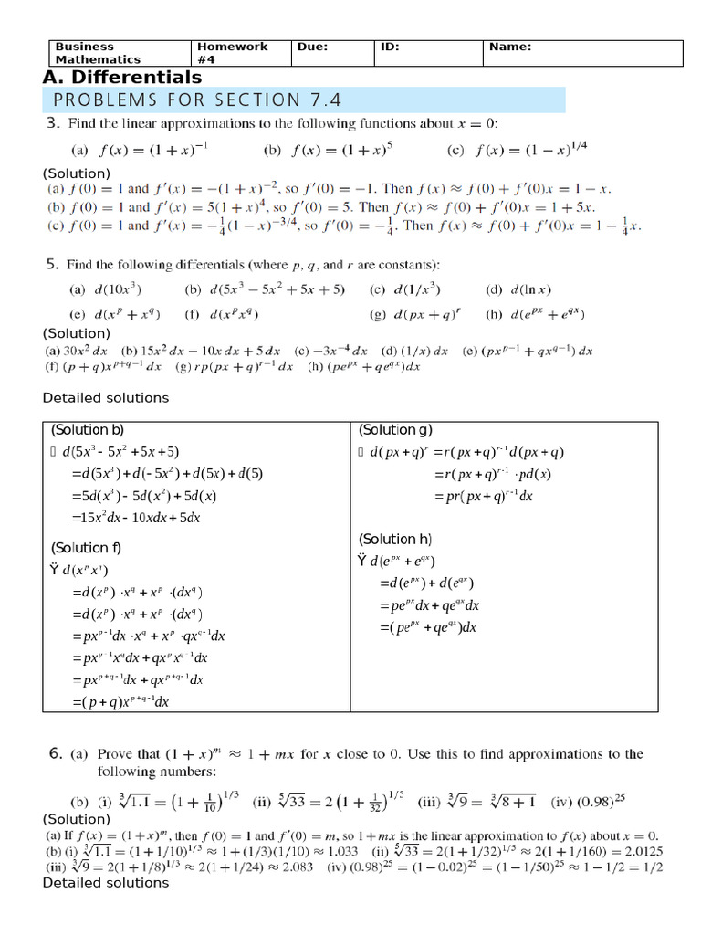 Business Math Homework Solutions 4 | PDF