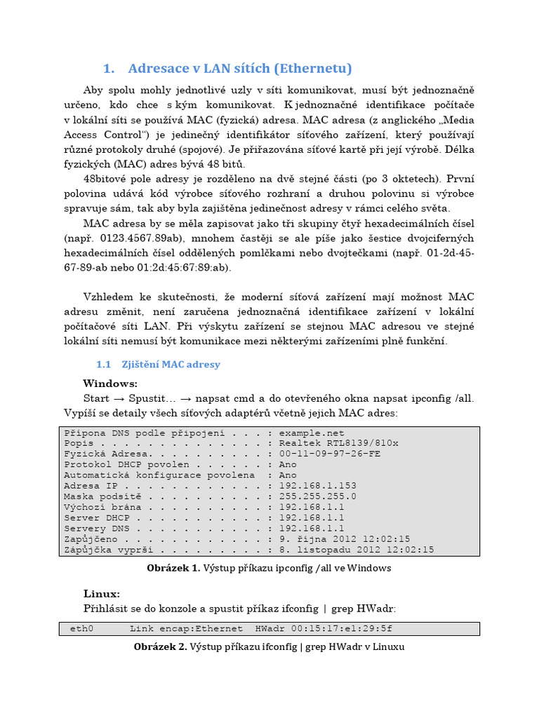 Vy - 32 - Inovace - 05 - 20 - Adresace V Lan Sitich (Ethernetu) | PDF