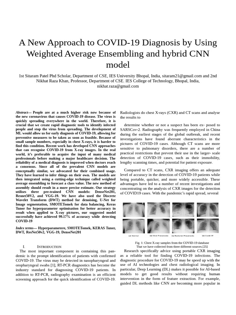 COVID-19 Diagnosis Using Hybrid CNN Models | PDF | Deep Learning ...
