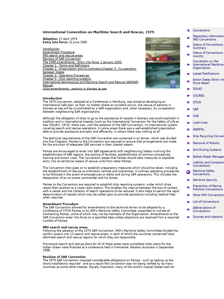 1979 Maritime Search and Rescue Convention | PDF | Search And Rescue