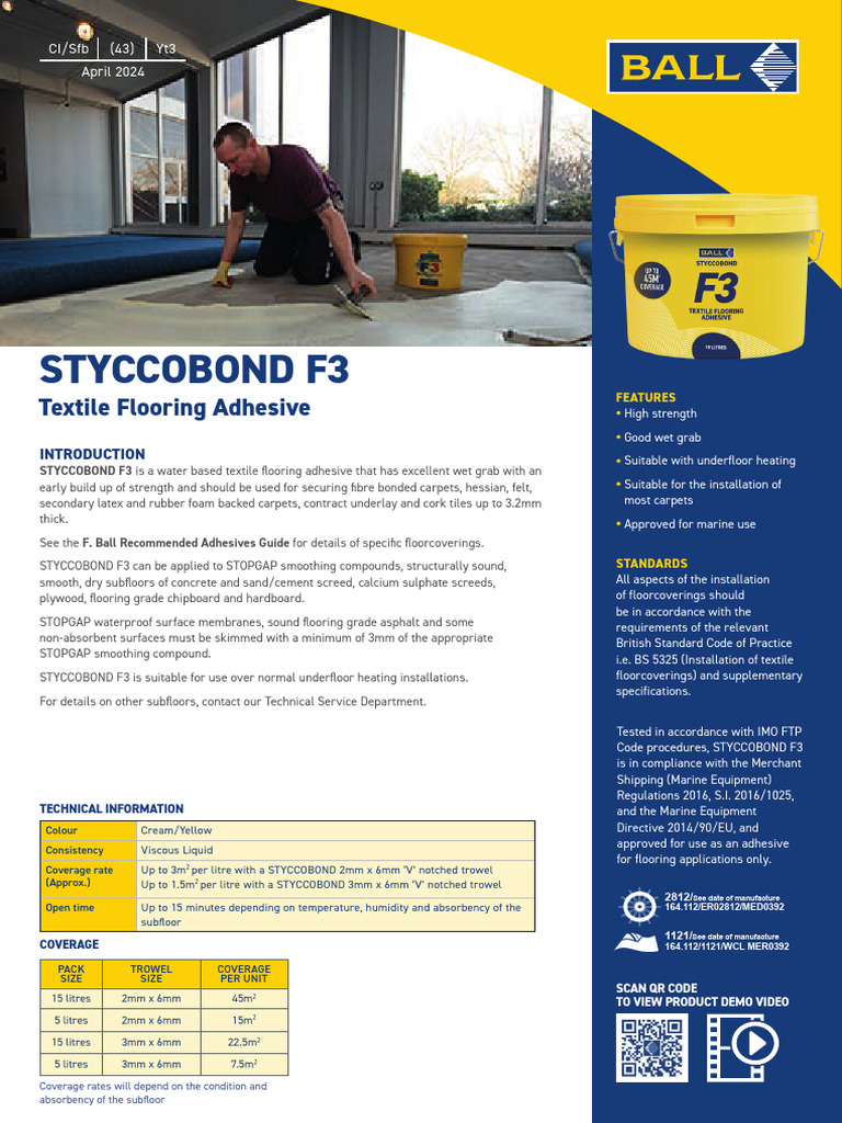 STYCCOBOND F3 Textile Flooring Adhesive | PDF | Secondary Sector Of The ...