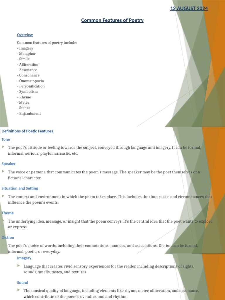 Features of Poetry | PDF | Poetry | Metre (Poetry)