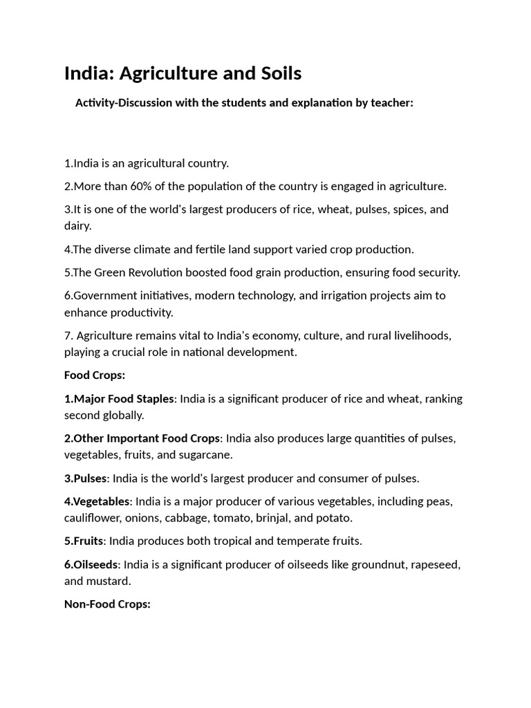 Agriculture in India: Practices and Impact | PDF | Agriculture | Soil